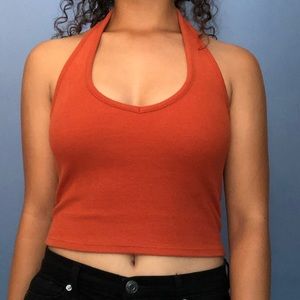 Orange Halter Crop Top